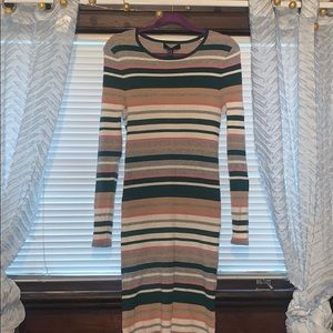 Multi-Colored Striped Sweater Dress